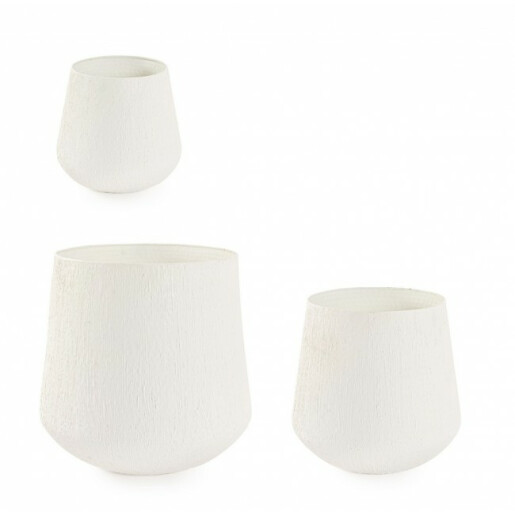 Set 3 ghivece flori metal bej Kenar 27x35.5 cm, 37x48.5 cm, 48x61 cm