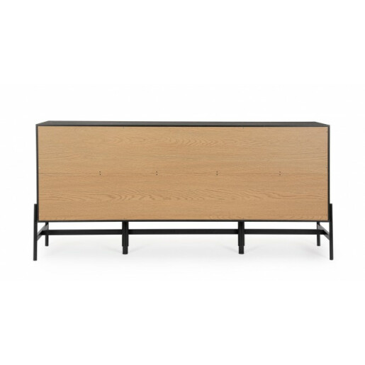 Comoda 2 usi 3 sertare lemn negru natur Allycia 164x40x75 cm