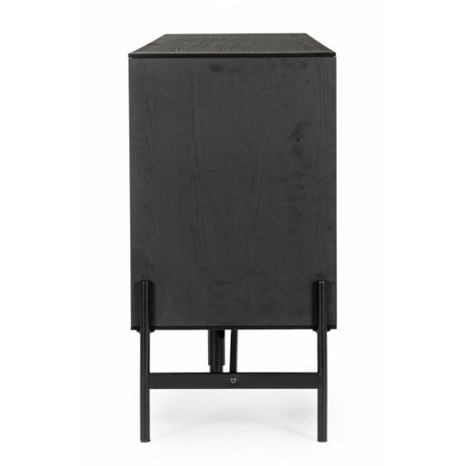 Comoda 2 usi 3 sertare lemn negru natur Allycia 164x40x75 cm