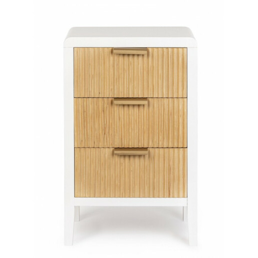 Comoda 3 sertare lemn alb natur Charley 40x30x62 cm