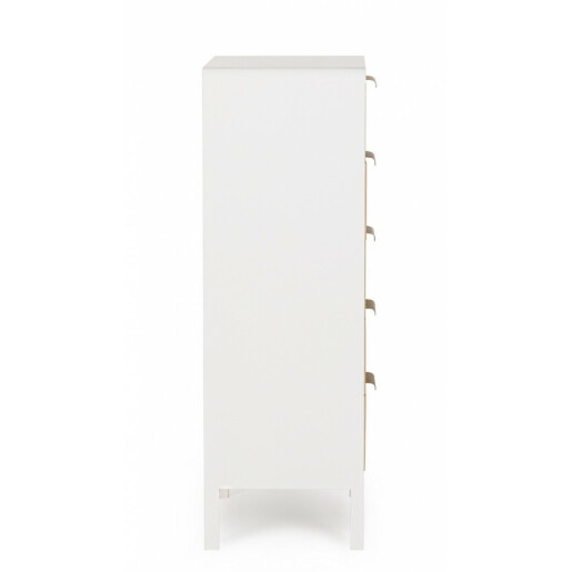 Comoda 5 sertare lemn alb natur Charley 40x30x92 cm