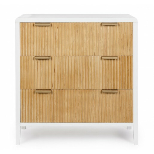 Comoda 3 sertare lemn alb natur Charley 80x40x82 cm