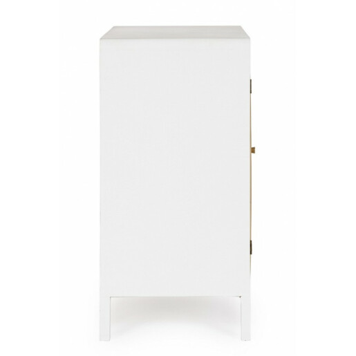 Comoda 4 sertare 1 usa lemn alb natur Charley 80x40x82 cm