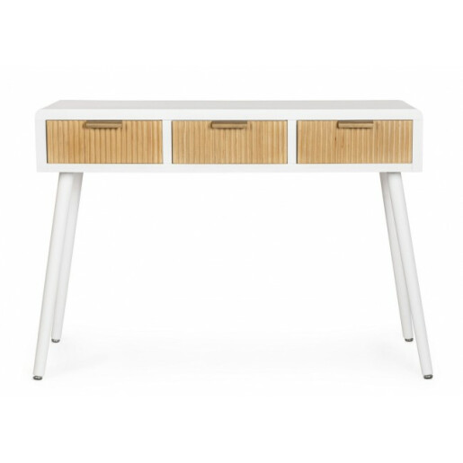 Consola 3 sertare lemn alb natur Charley 110x40x78 cm