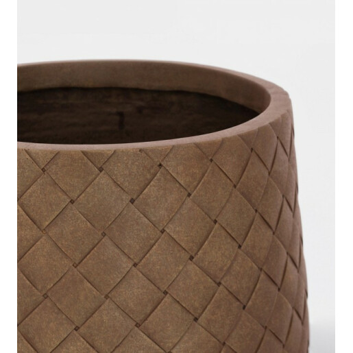 Set 2 ghivece flori fibra sticla maro 31.5x32 cm, 43.5x44 cm