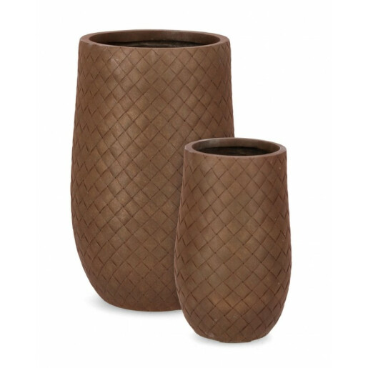 Set 2 ghivece flori fibra sticla maro 35x55 cm, 48x75 cm