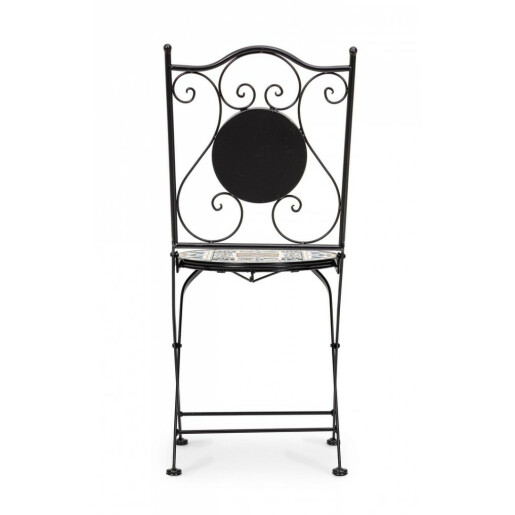 Set 2 scaune gradina fier ceramica Mykonos 38x46x92 cm