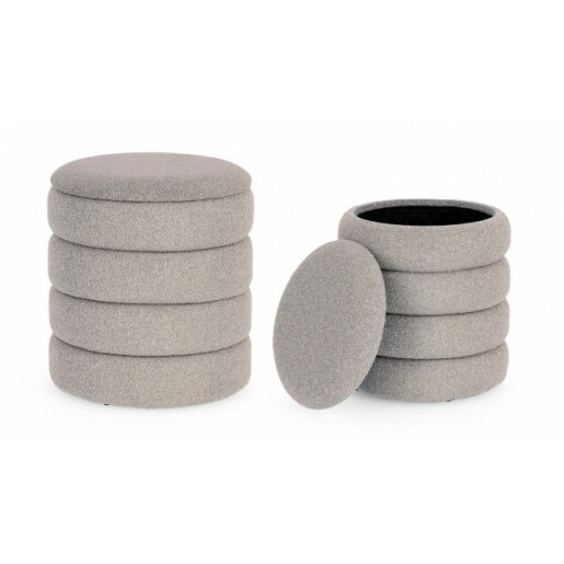 Set 2 tabureti textil gri Katerina 33.5x38.5 cm, 40x44.5 cm