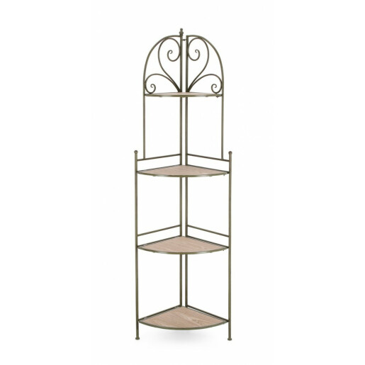 Raft 4 polite otel verde mdf natur Guenda 48x35x165.5 cm