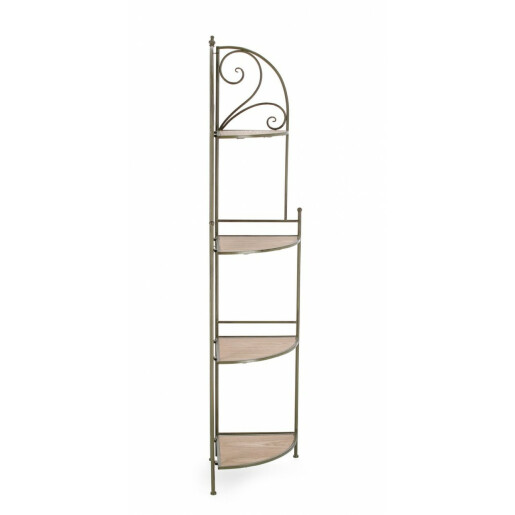 Raft 4 polite otel verde mdf natur Guenda 48x35x165.5 cm