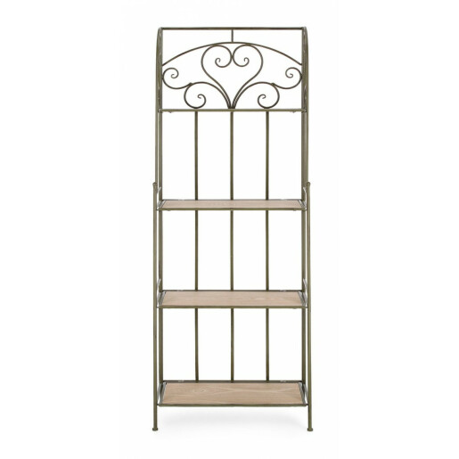 Raft 4 polite otel verde mdf natur Guenda 59x28x167 cm