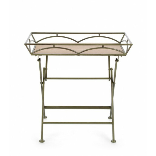 Masa pliabila otel verde mdf natur Guenda 63x40x60 cm