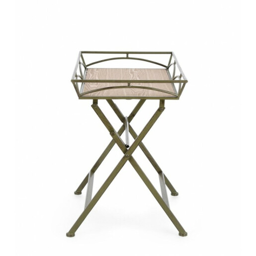 Masa pliabila otel verde mdf natur Guenda 63x40x60 cm