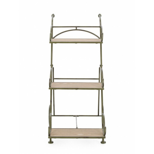 Suport flori otel verde mdf natur Guenda 54x34x78 cm