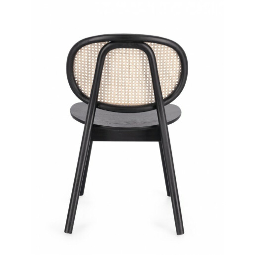 Scaun lemn negru rattan natur Adolis 49x42x81 cm