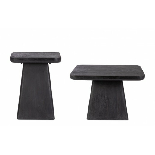 Set 2 masute lemn mango negru Fuji 60x60x40 cm, 40x40x50 cm