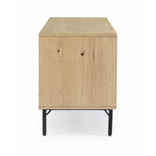 Comoda TV 2 usi mdf natur negru Stanwood 160x40x57 cm