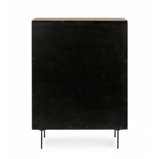 Comoda 4 usi mdf natur negru Stanwood 90x40x120 cm