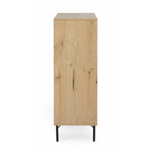 Comoda 4 usi mdf natur negru Stanwood 90x40x120 cm