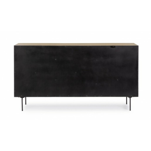 Comoda 3 usi 1 sertar mdf natur negru Stanwood 160x40x85 cm