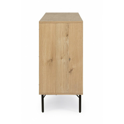 Comoda 3 usi 1 sertar mdf natur negru Stanwood 160x40x85 cm