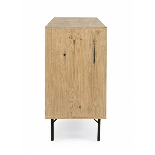 Comoda 3 usi 3 sertare mdf natur negru Stanwood 200x45x85 cm