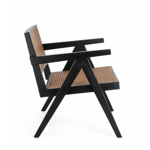 Fotoliu lemn negru rattan natur Galia 61x68.5x74 cm