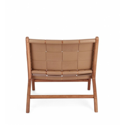 Fotoliu lemn maro piele taupe Joanna 65x79x69 cm