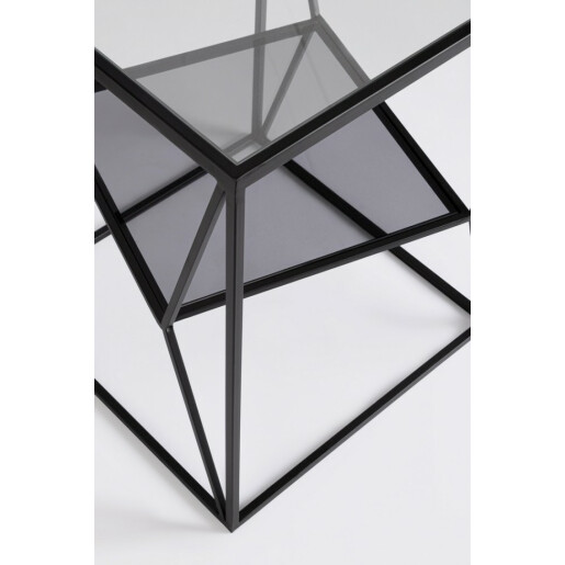 Masuta otel negru sticla Hydra 40x40x50 cm