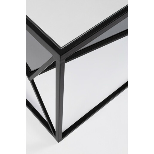Masuta otel negru sticla Hydra 70x70x38 cm