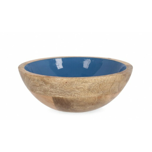 Bol email albastru lemn maro Knossos 18x6.5 cm