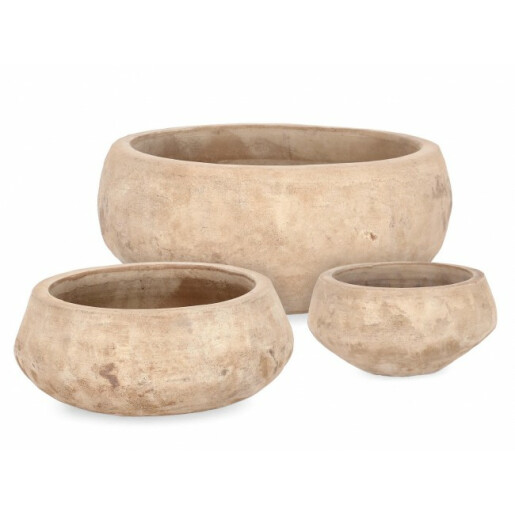 Set 3 ghivece flori teracota natur Minh 22x12 cm, 32x16 cm, 40x19 cm
