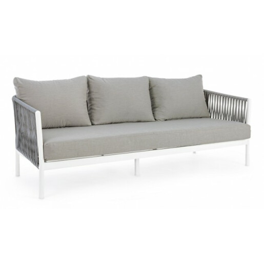 Canapea aluminiu alb textil gri Florencia 220x85x86 cm
