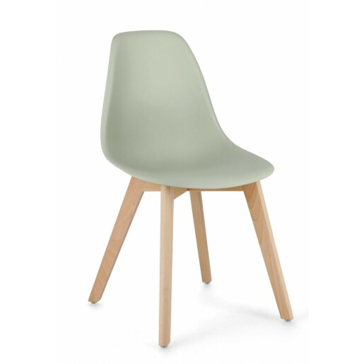 Set 4 scaune lemn natur plastic verde System 51.5x46.5x86 cm