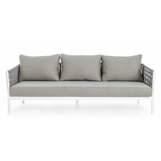 Canapea aluminiu alb textil gri Florencia 220x85x86 cm