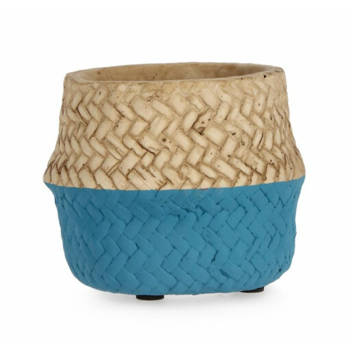 Set 8 ghivece flori ciment natur albastru Brazil 10x8 cm