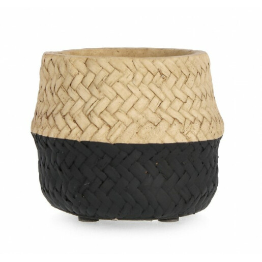 Set 8 ghivece flori ciment natur negru Brazil 10x8 cm