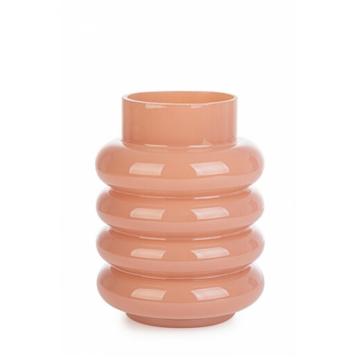 Set 6 vaze flori sticla roz somon Marny 15x19.5 cm