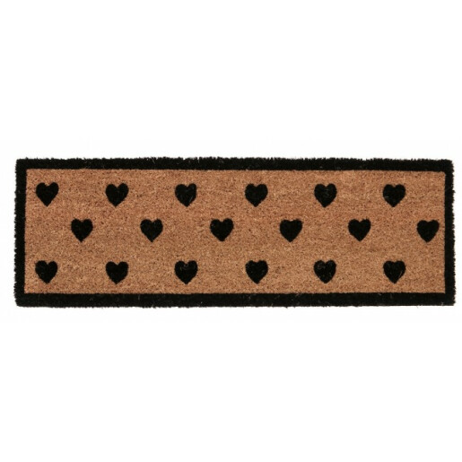Covoras intrare casa natur negru Hearts 25x75x1.5 cm
