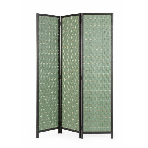 Paravan decorativ bambus hartie negru verde Dheva 135x6x180 cm