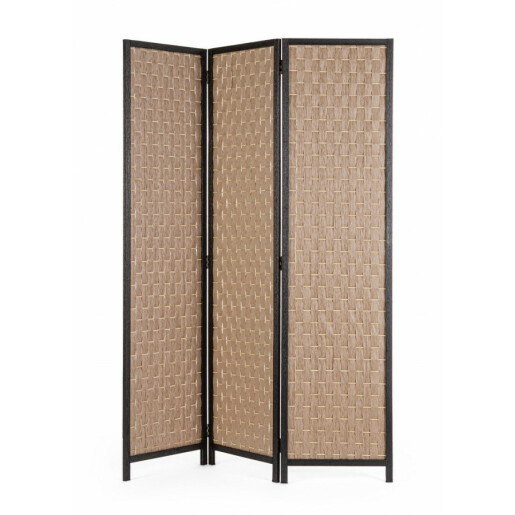 Paravan decorativ bambus hartie negru natur Dheva 135x6x180 cm