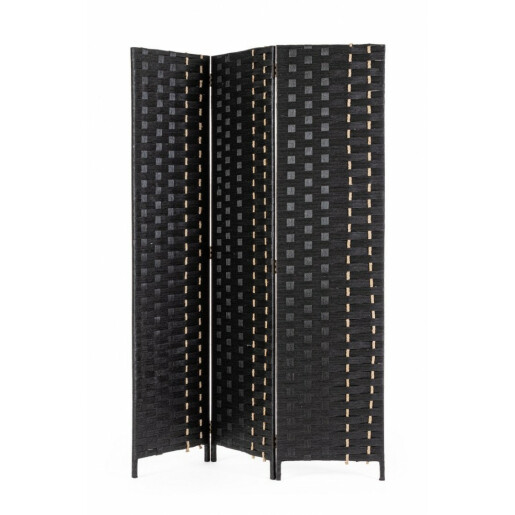 Paravan decorativ bambus hartie negru Jalila 135x6x180 cm