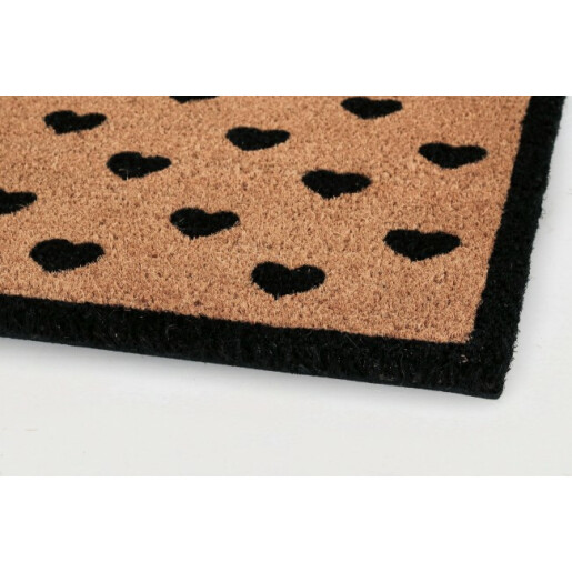 Covoras intrare casa natur negru Hearts 40x60x1.5 cm