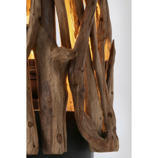 Veioza lemn natur otel negru Ace 27x50 cm