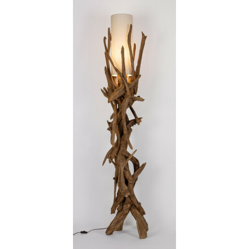 Lampadar lemn natur sticla alba Ace 35/40x180 cm