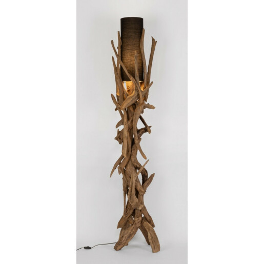 Lampadar lemn natur sticla neagra Ace 35/40x180 cm