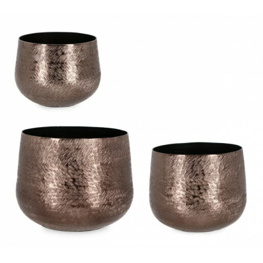 Set 3 vaze flori aluminiu bronz Clamp 18x14 cm, 21x16 cm, 25x19.5 cm