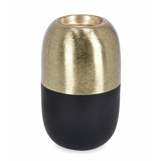 Set 8 suporturi lumanari metal auriu negru Saad 6.5x11 cm