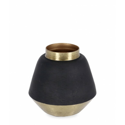 Vaza flori metal auriu negru Saad 8x8 cm
