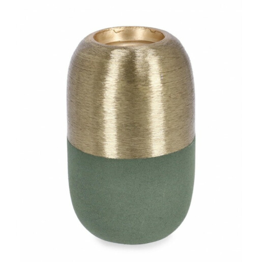 Set 8 suporturi lumanari metal auriu verde Saad 6.5x11 cm